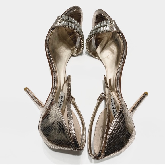 DUNE LONDON GOLDEN BEJEWELED ANKLE STRAP SANDALS - Picture 14 of 16